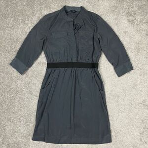 Banana Republic Factory Store Women Black Casual Dress 4 Cuffed Sleeves Midi